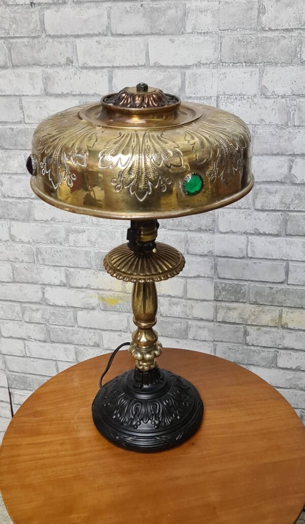 Lampe 1920 parisienne style leleu abat jour laiton 40x22 tres bon etat