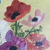 Acrylic painting on canvas, old still life, bouquet of flowers