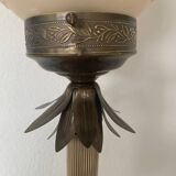 Large Art Deco column lamp metal Onyx frost glass