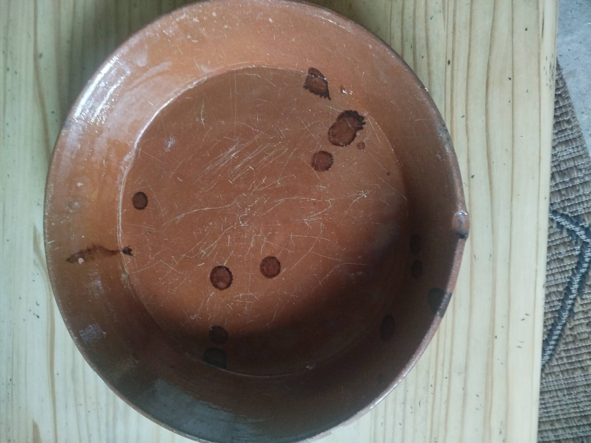 Large glazed earthenware dish