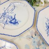 6 Assiettes plates octognales BWM et Cie. Variété