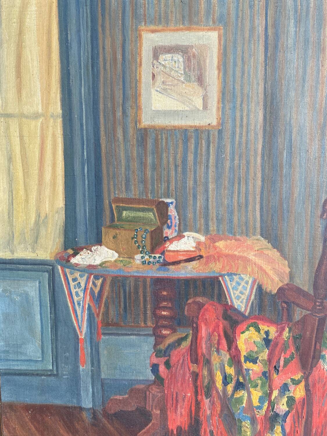 Oil on canvas inside the shawl