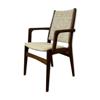 Fauteuil scandinave en teck et tissu, années 60