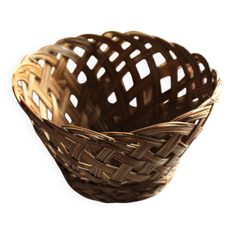 Vintage openwork wicker high basket