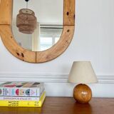 Pair of vintage wooden ball lamps