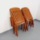 Set of 4 vintage garden chairs made of beech wood from the 1960s.