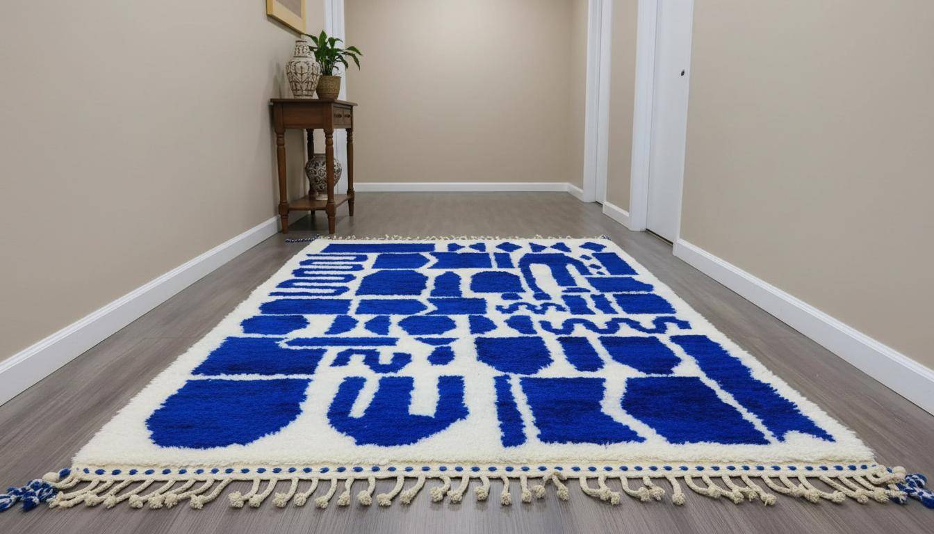 Handmade Berber rug, natural wool, 3x2 m.