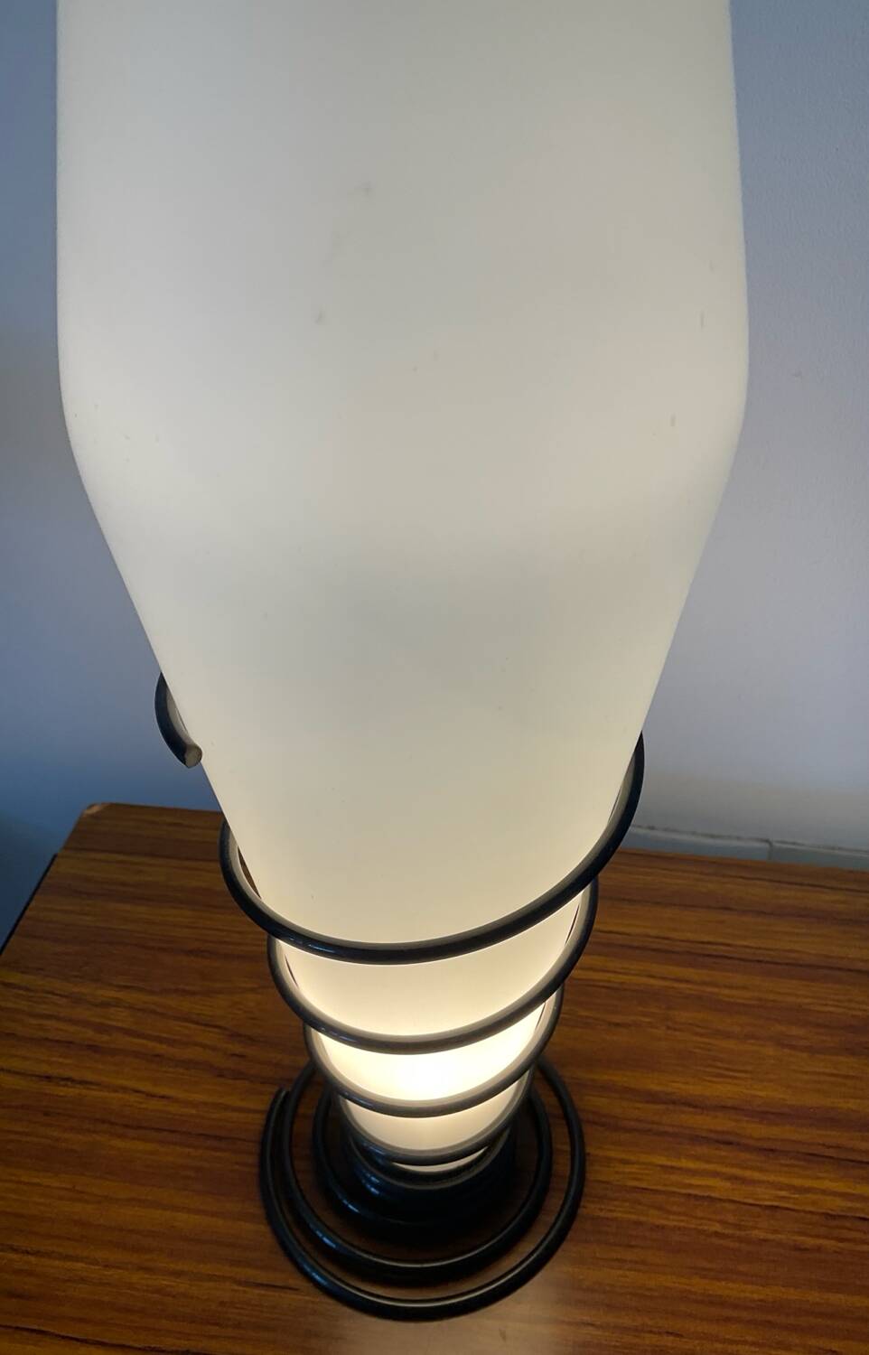 Vintage opaline and metal lamp