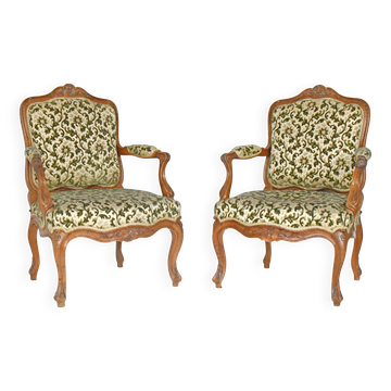 Pair of Louis XV style cabriolet armchairs