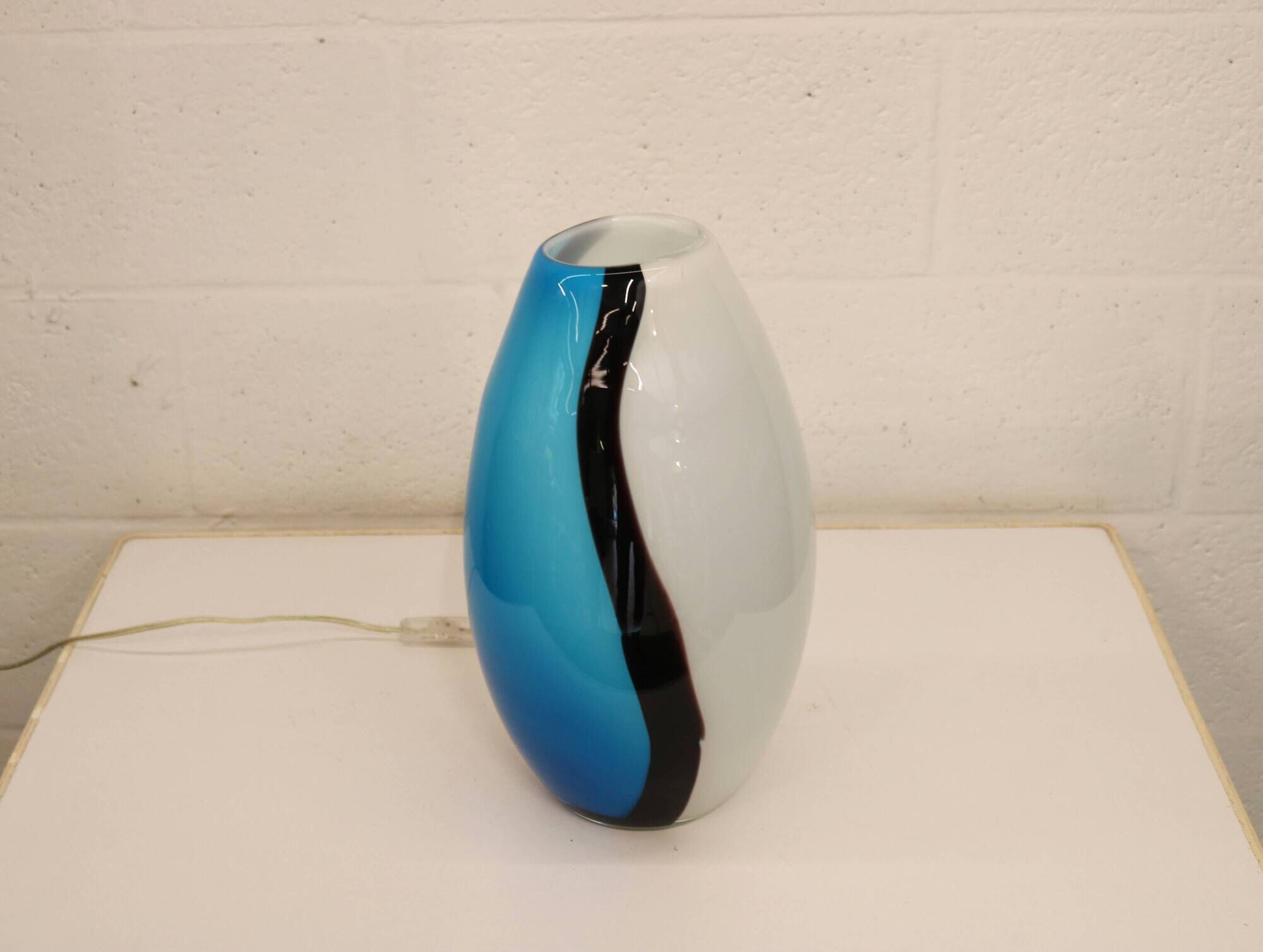 Eglo handblowed glass table lamp - Empori 87756 - Opaline and blue glass