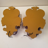 Pair of vintage wood painted mountain wall light