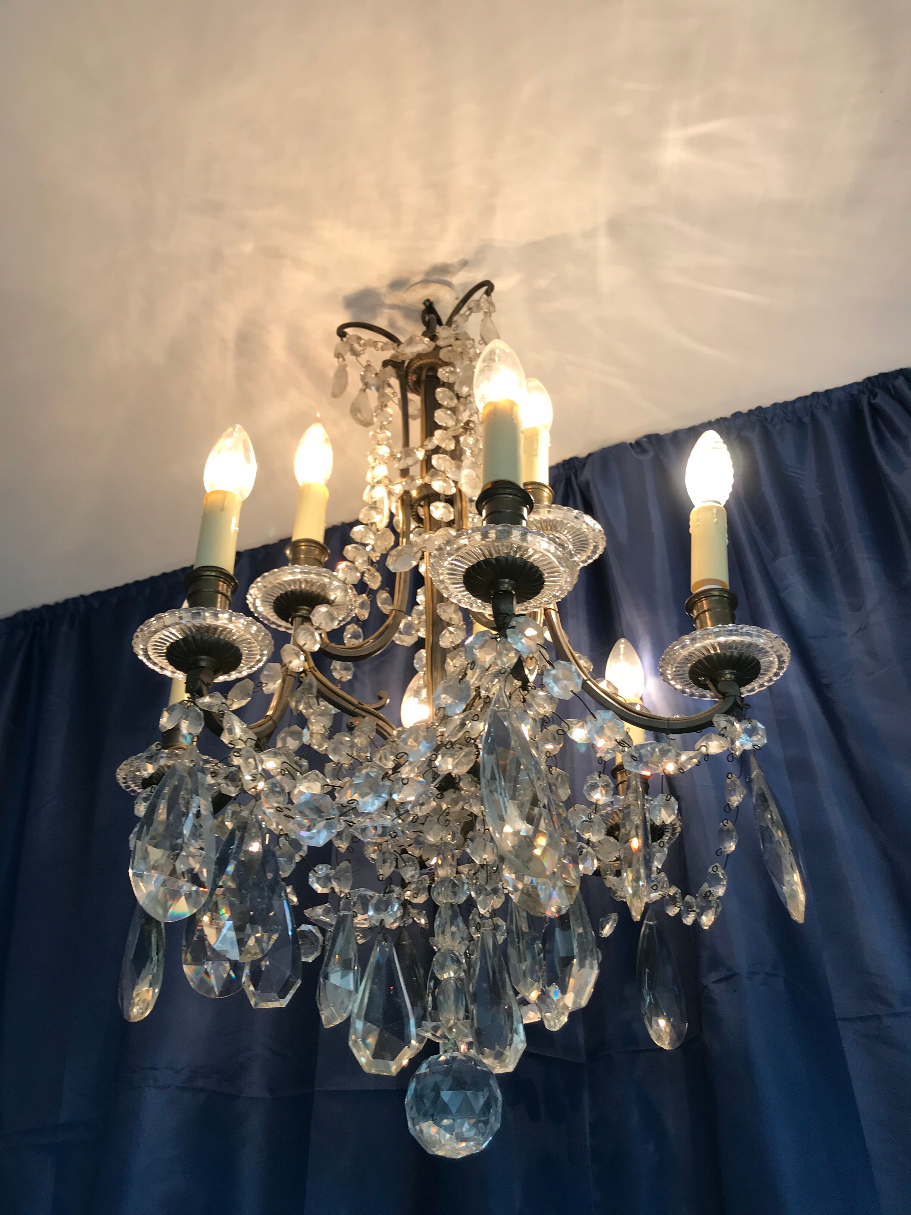 Crystal chandelier diamond cut 9 fires 1880