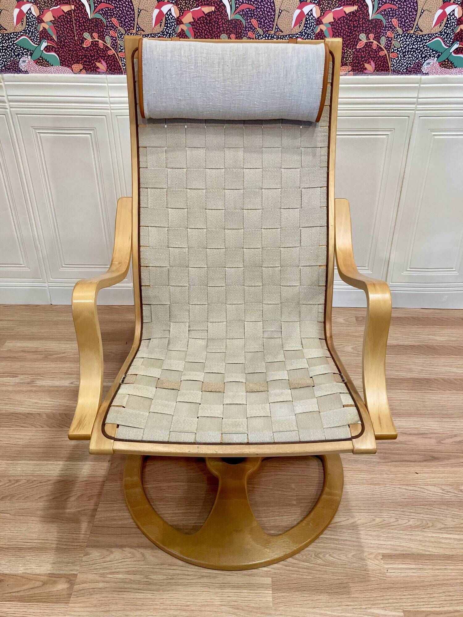 Swivel armchair and matching ottoman, Scandinavian design, 1960s.