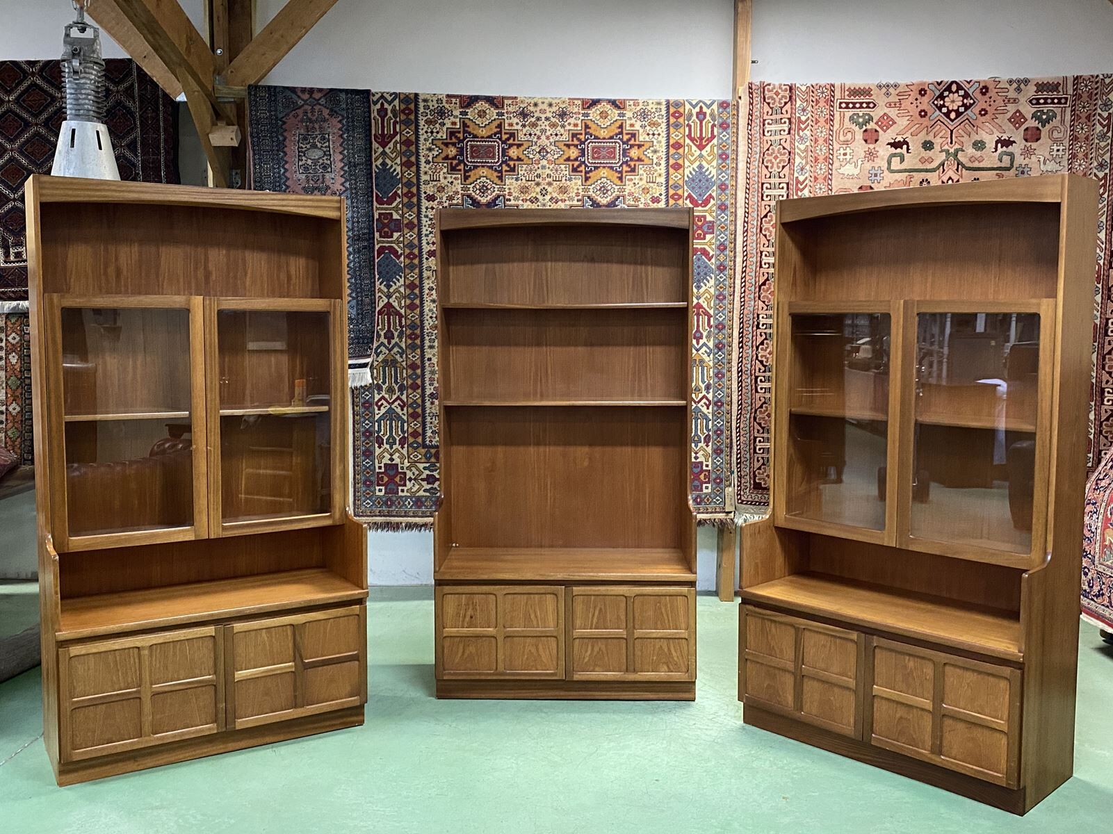 English library in 3 modules from the 1980s in teak