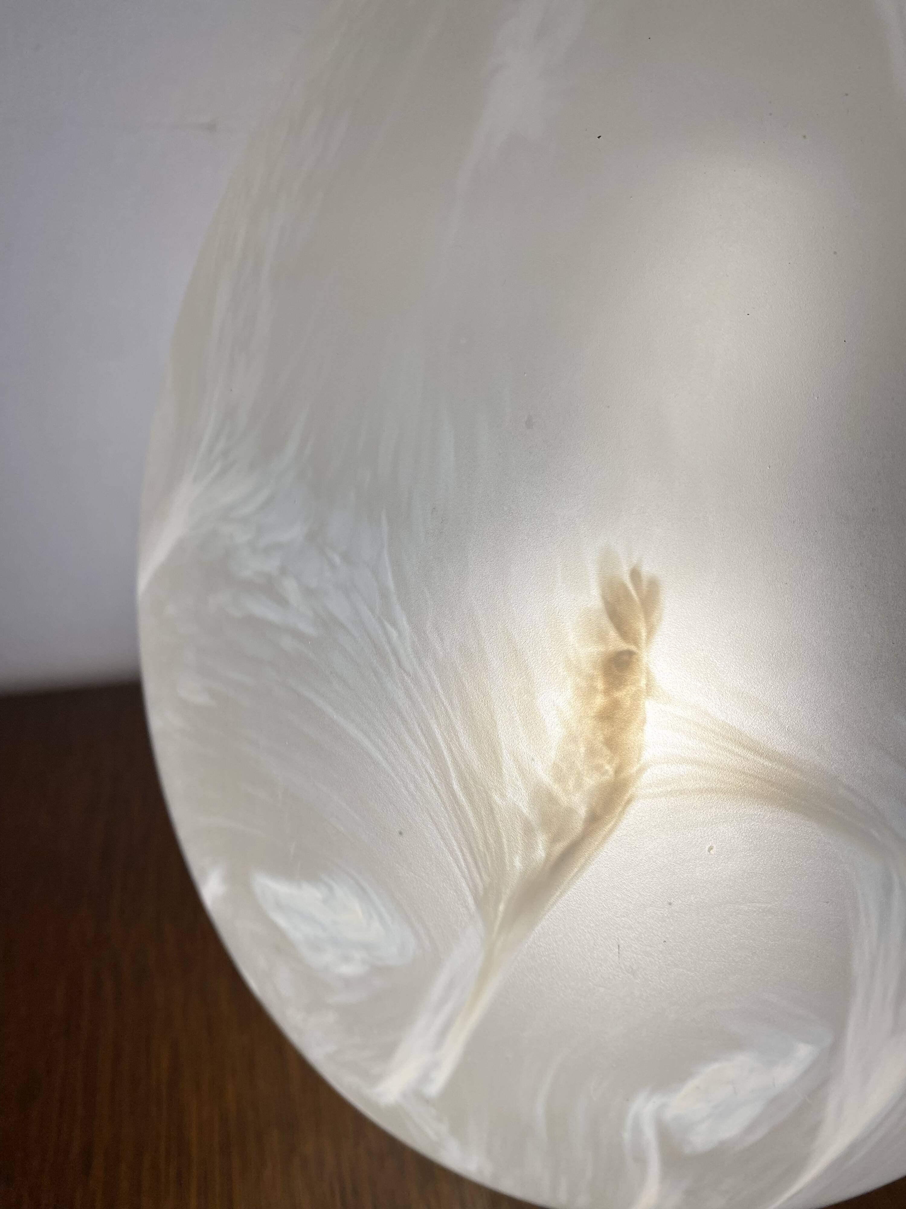 Large marbled glass egg lamp 38 cm, 80s