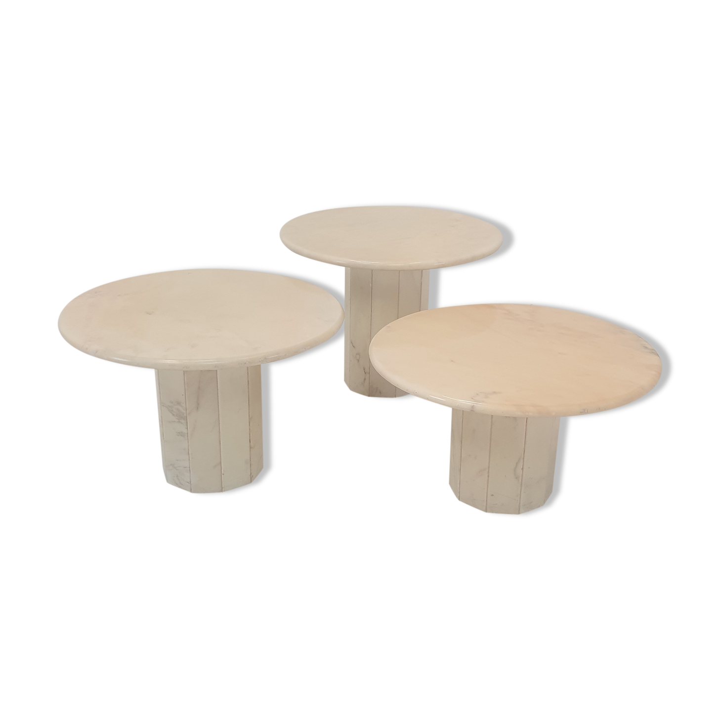 Set of 3 Italian Marble Side Tables, 1970s