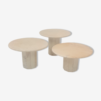 Set of 3 Italian Marble Side Tables, 1970s