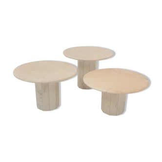 Set of 3 Italian Marble Side Tables, 1970s