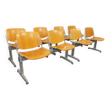 Suite of 4 vintage Giancarlo Piretti benches for Castelli in wood and aluminum