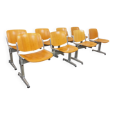 Suite of 4 vintage Giancarlo Piretti benches for Castelli in wood and aluminum