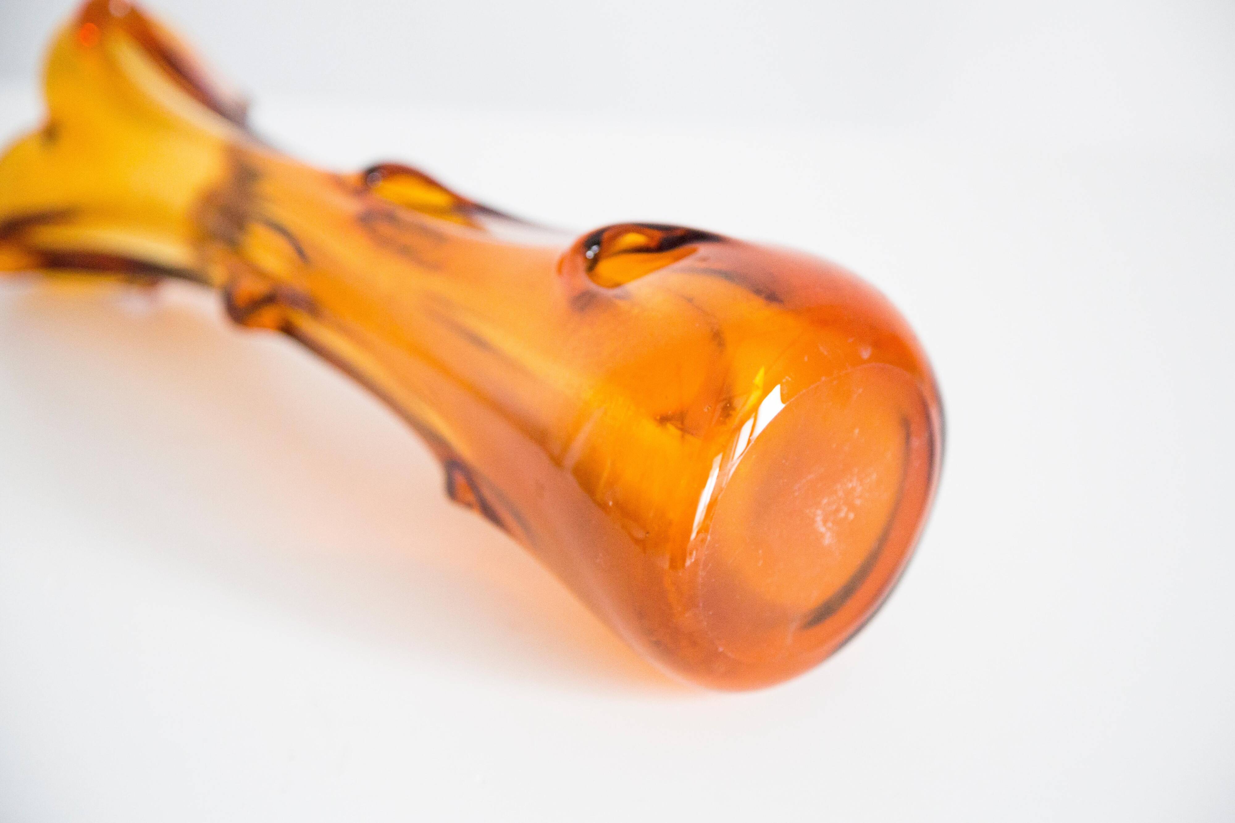 Artistic yellow glass vase from the mid-century, Tarnowiec, Sulczan, Europe, 1970s.