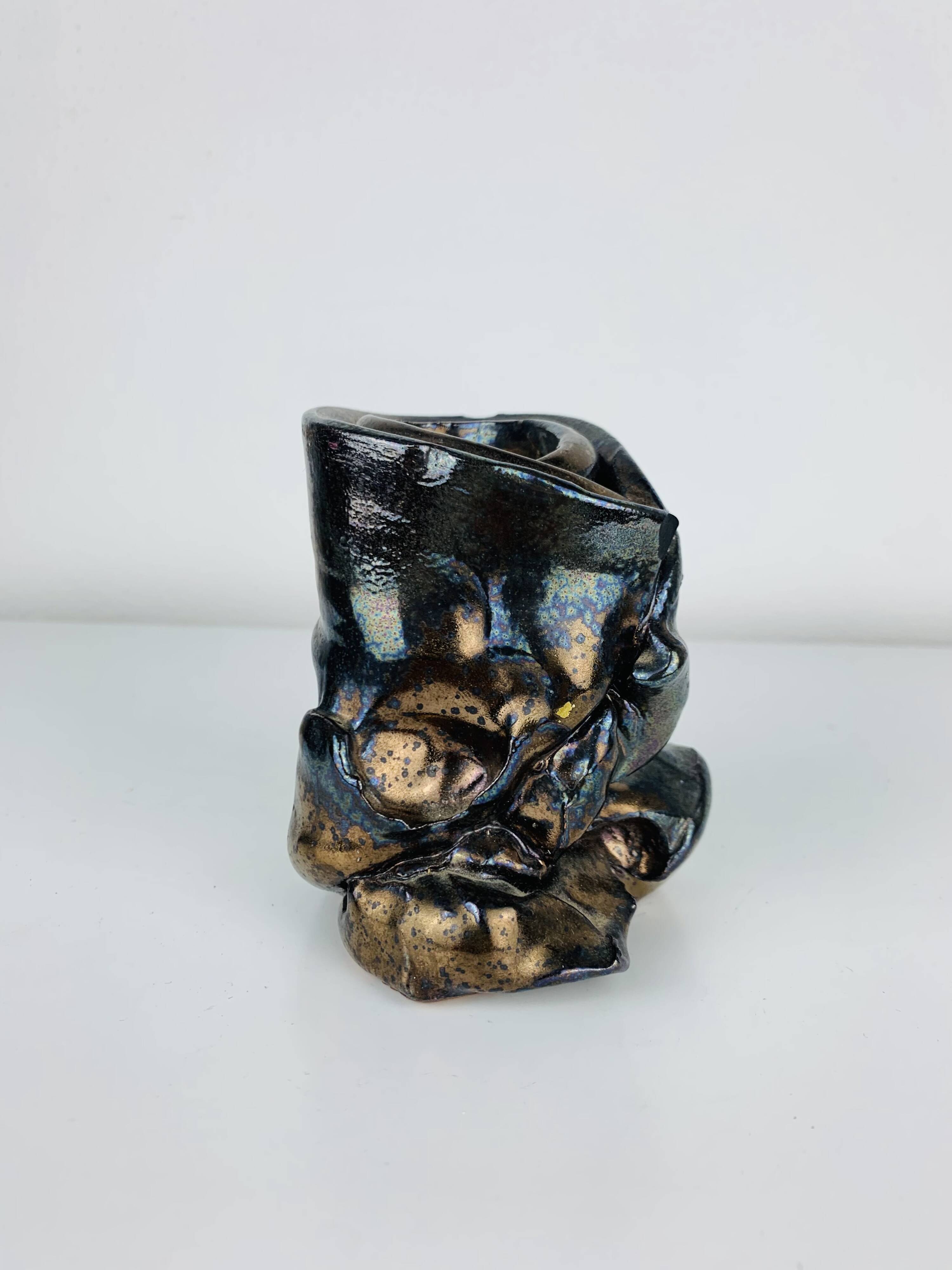 Vase abstrait céramique signé Montalto 1993