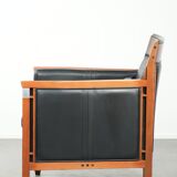 Black leather Art Deco design armchair in good condition