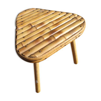 Tabouret tripode en bambou vintage