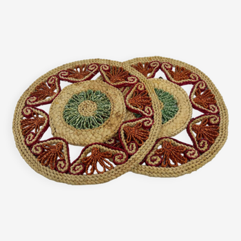 Pair of wicker trivets