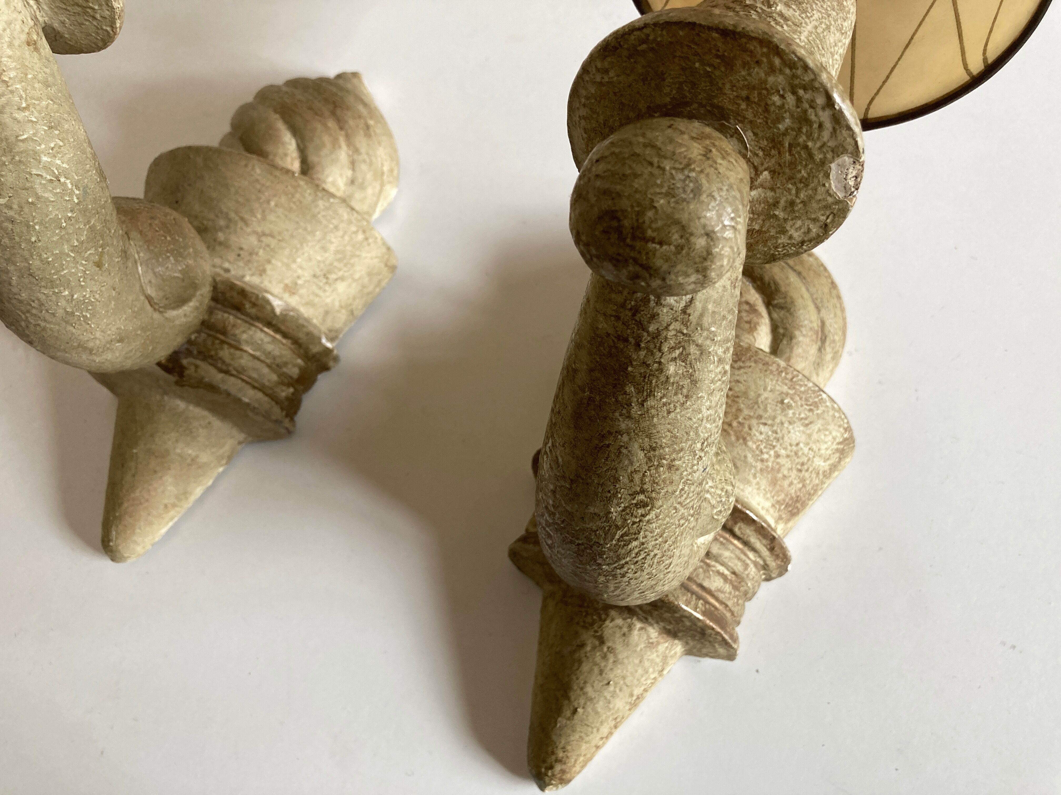 Pair of Arlus torchlight wall light in art deco plaster 1950