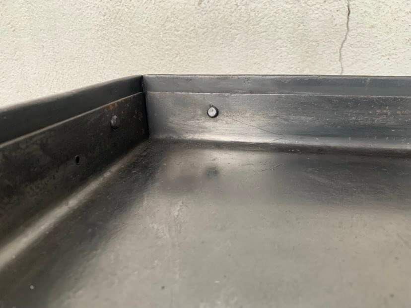 Old Industrial workshop furniture with 1 door 1 drawer in patinated iron