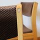 4 Scandinavian chairs, wood and checkered velvet.