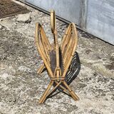 Vintage wicker and rattan magazine rack