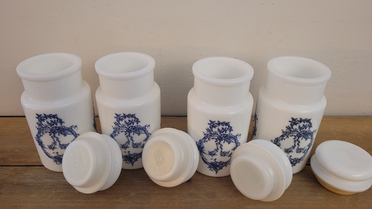70's opaline spice jars