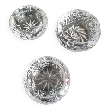 Set of 3 Bohemian crystal ashtrays