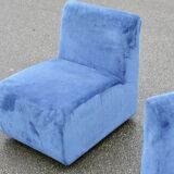 Modular sofa with 5 blue velvet armchairs, circa 1980