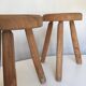 Pair of tripod stools of farm in raw Elm