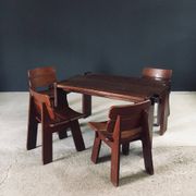 Constructivist Oak Dining Chairs, Belgium, 1960s, Set of 4