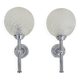 Pair of vintage Karl Lenz wall sconces. Chrome-plated metal and glass