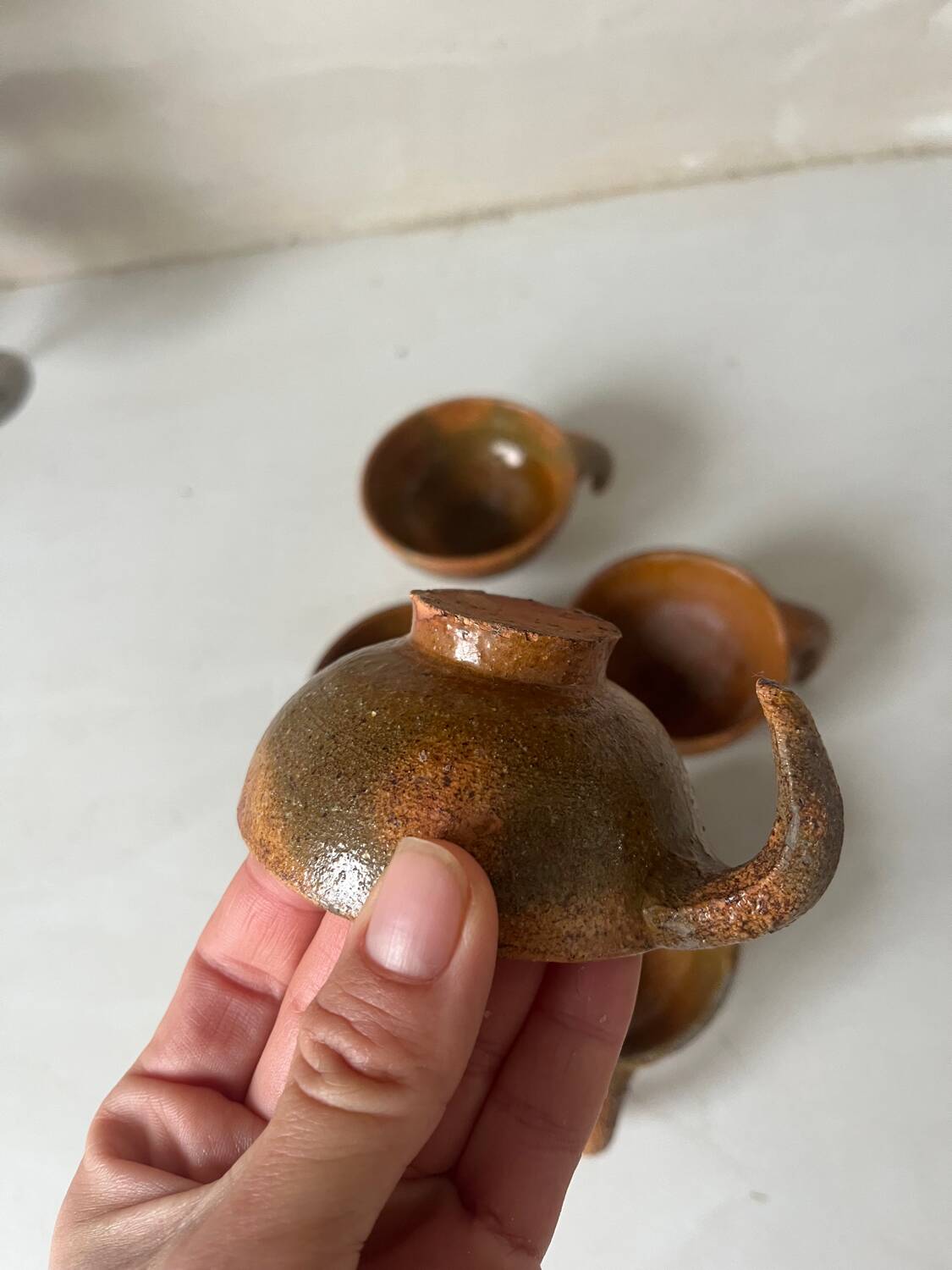 5 handcrafted stoneware coffee cups