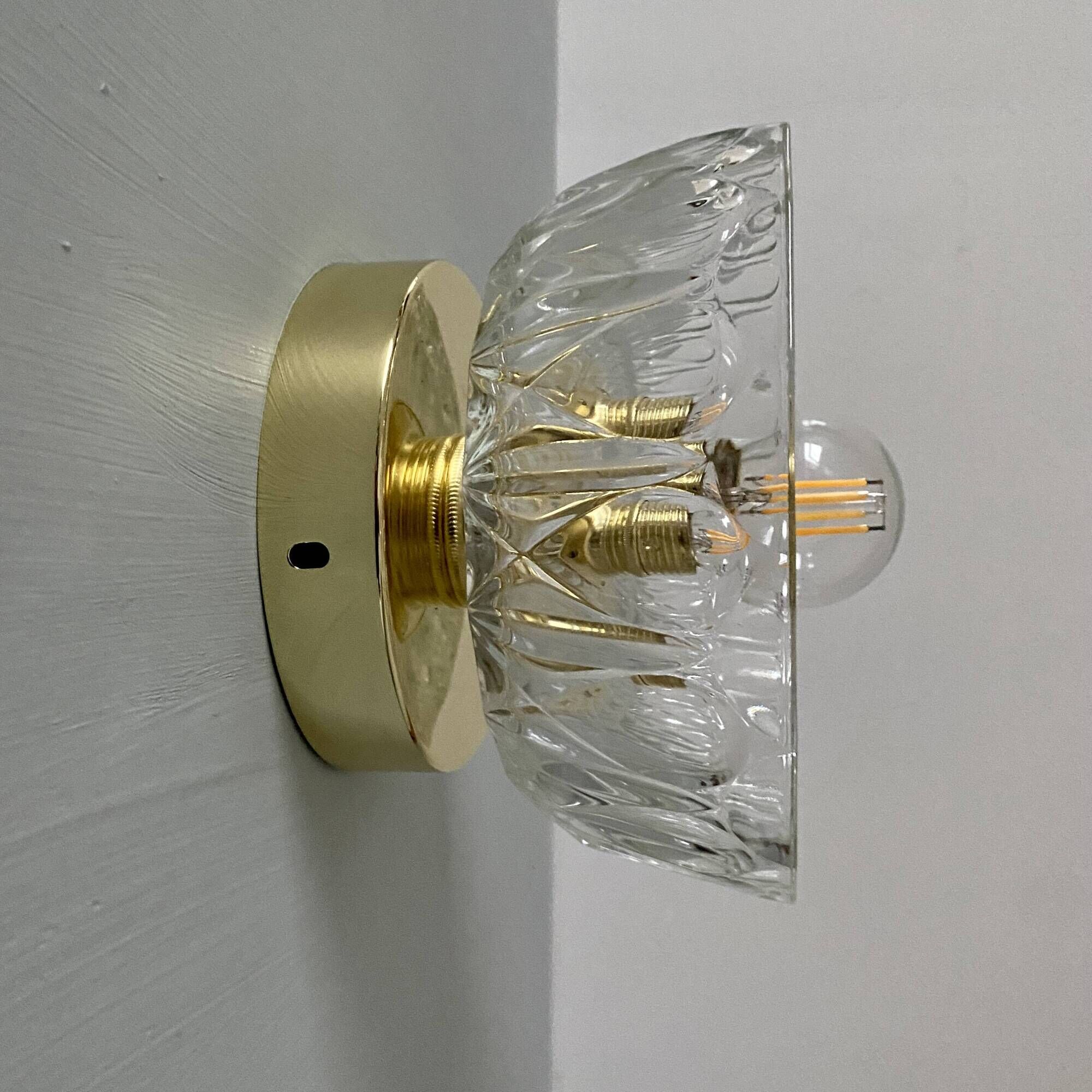 Vintage molded glass lampshade wall light - tableware collection -