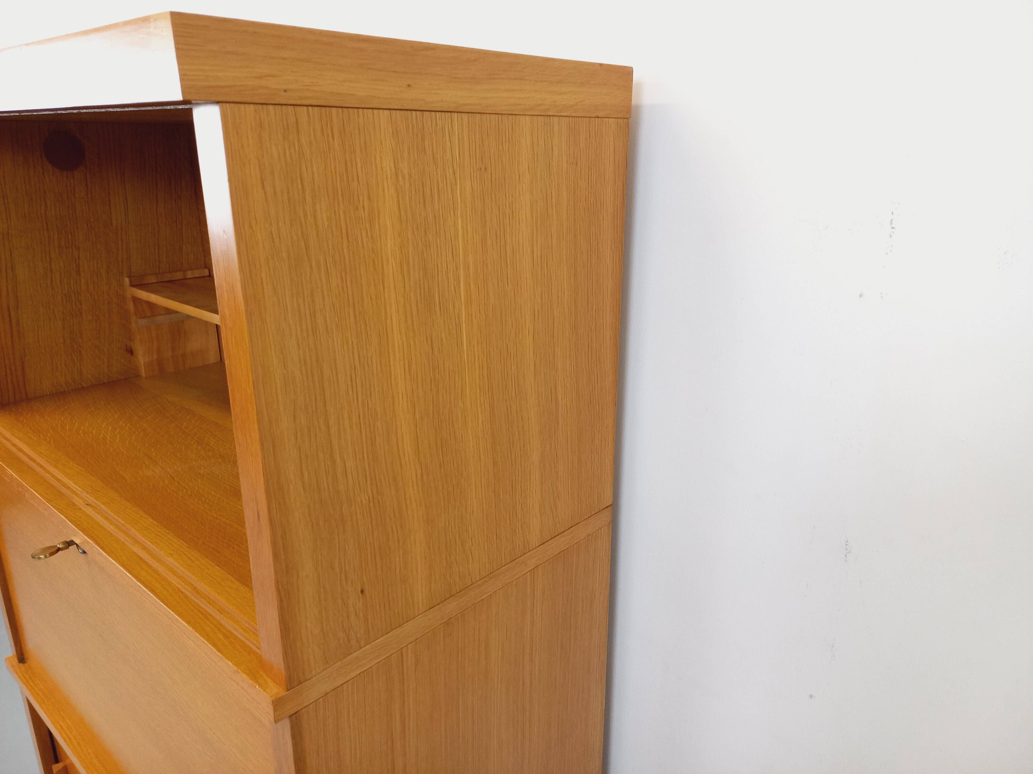 Vintage oak wood secretary bookcase storage furniture