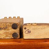 Pair of Swedish vases, brutalist, stoneware, glazed neck, Curt Magnus Addin.