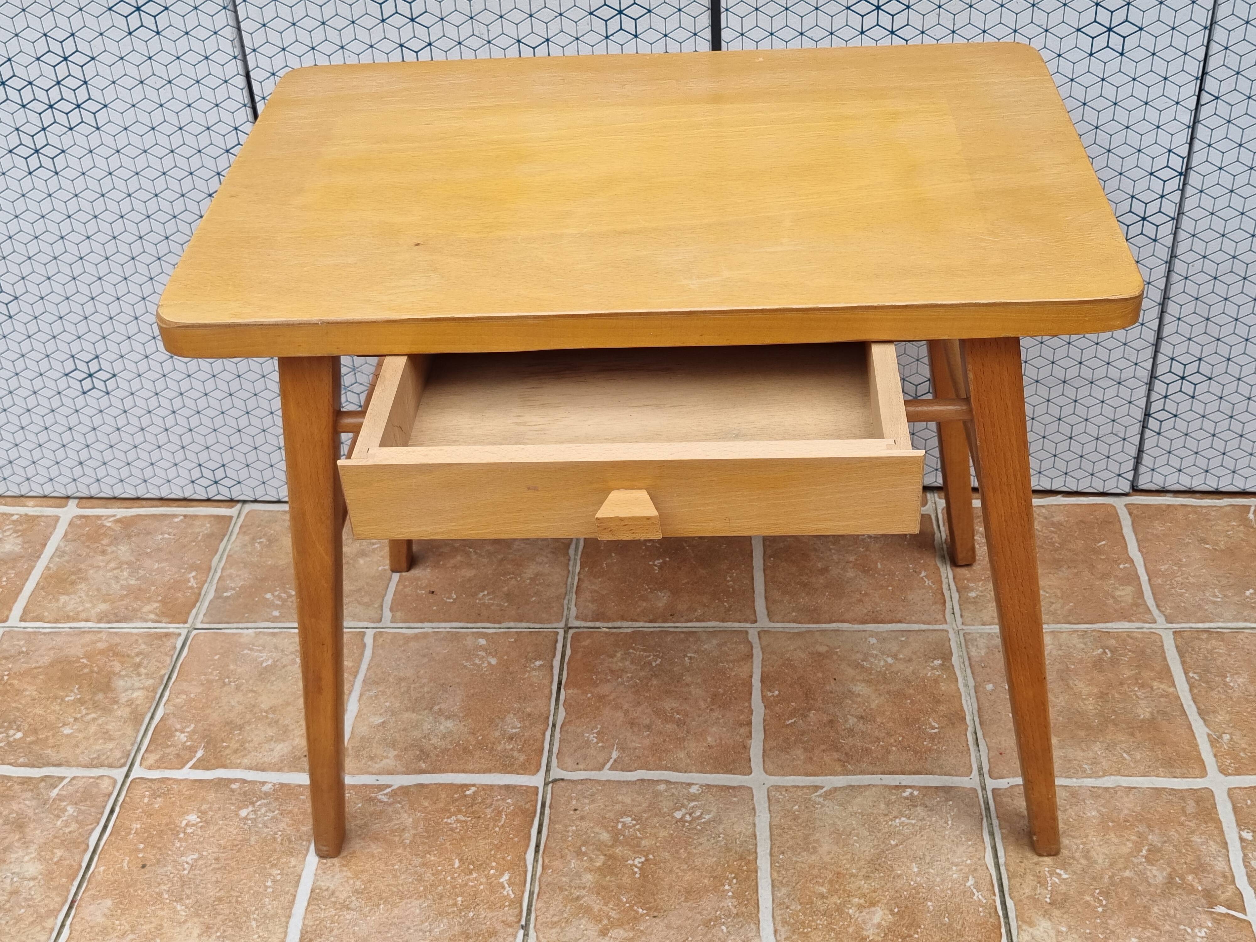 Vintage light wood school desk – Baumann model, 1950s-1960s