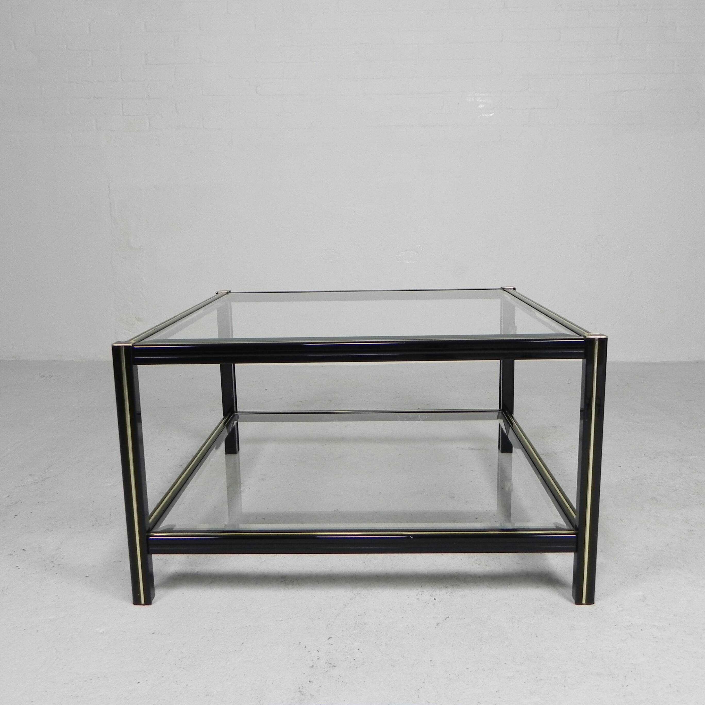 Hollywood Regency coffee table with 2 faceted glass plates, 1970s