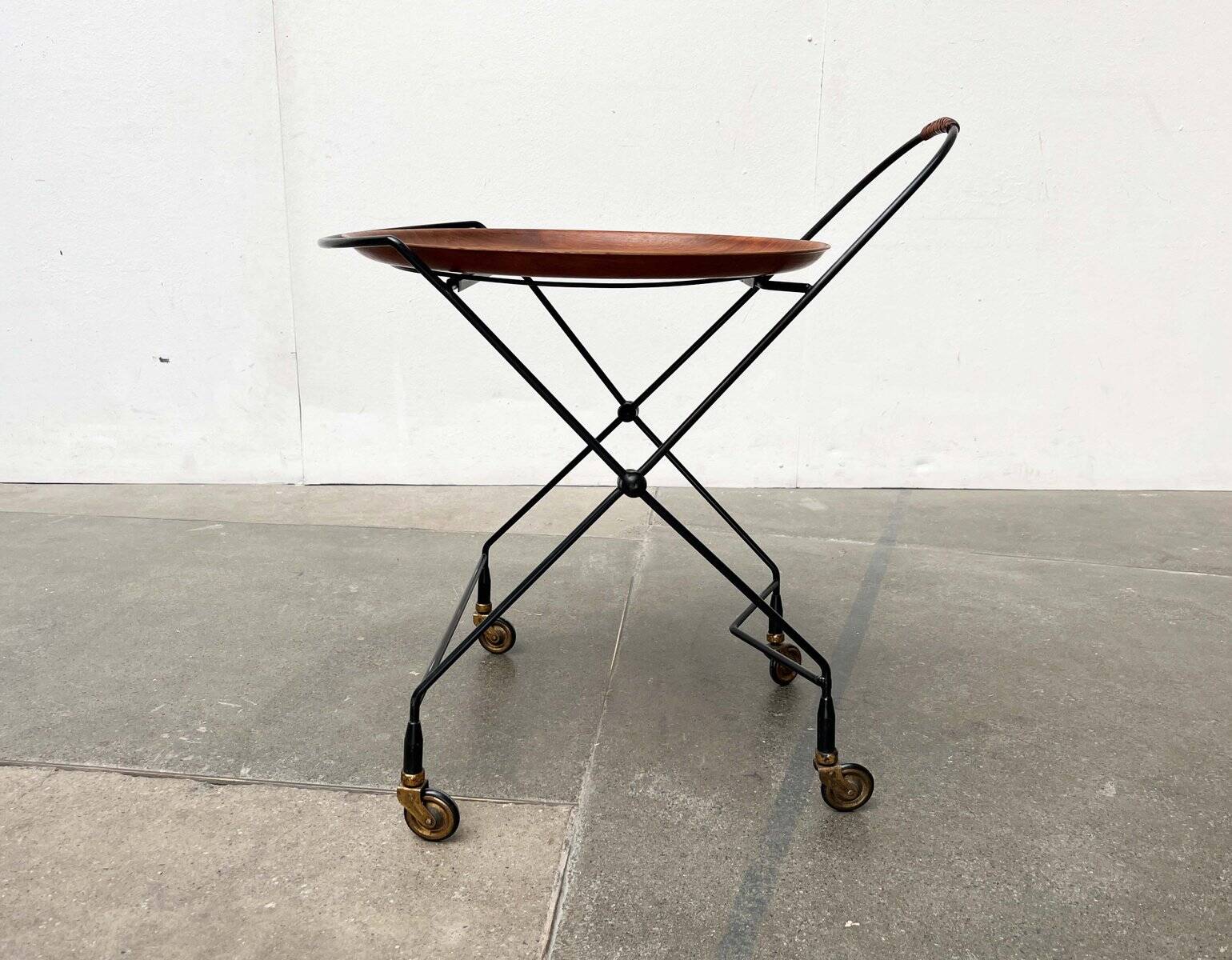 Modern folding teak trolley from the mid-century, Sweden, 1960s