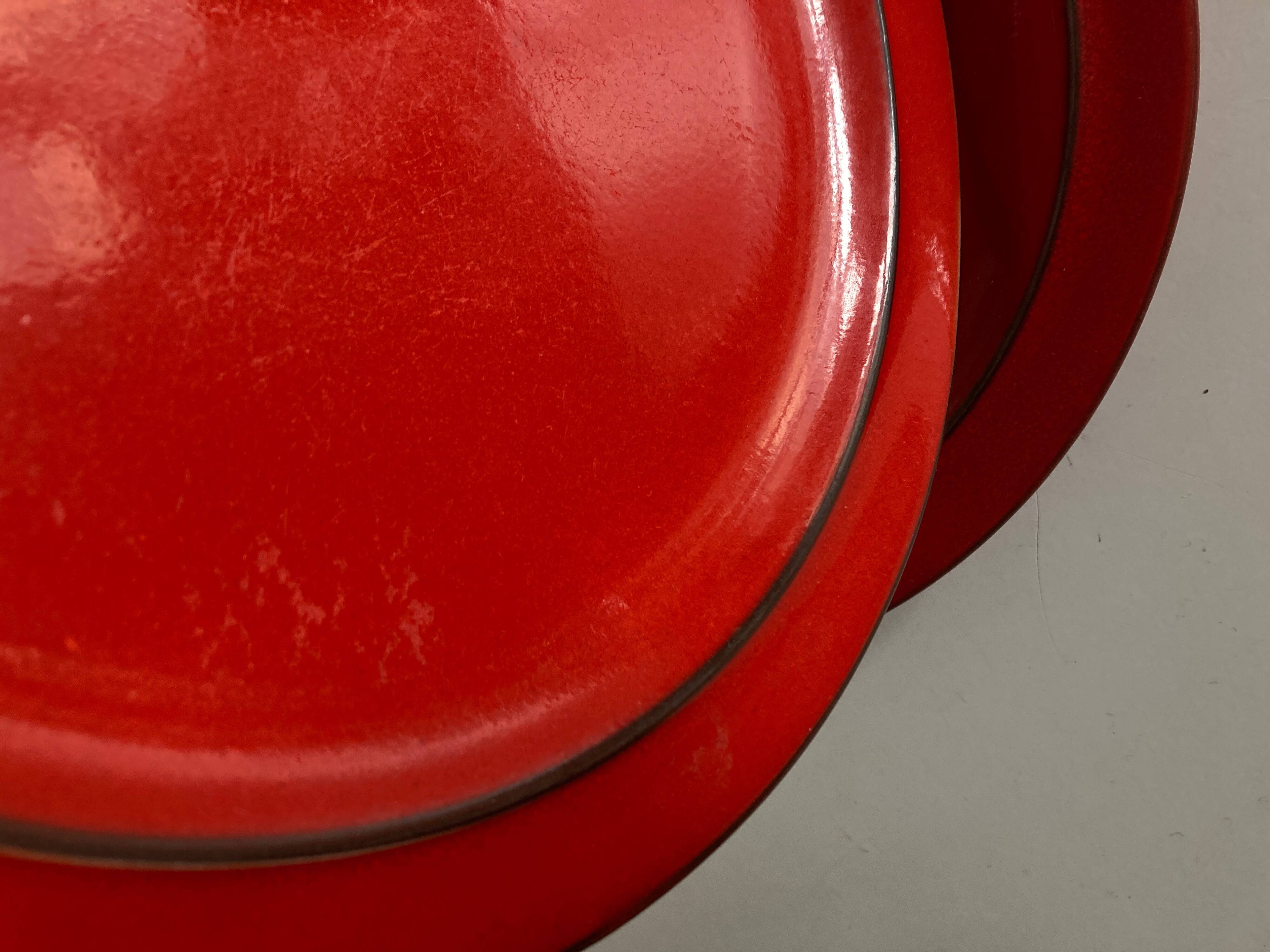 Set of 10 plates 1970 in red stoneware design Hertha Bengtson Thomas Rosenthal Scandinavian