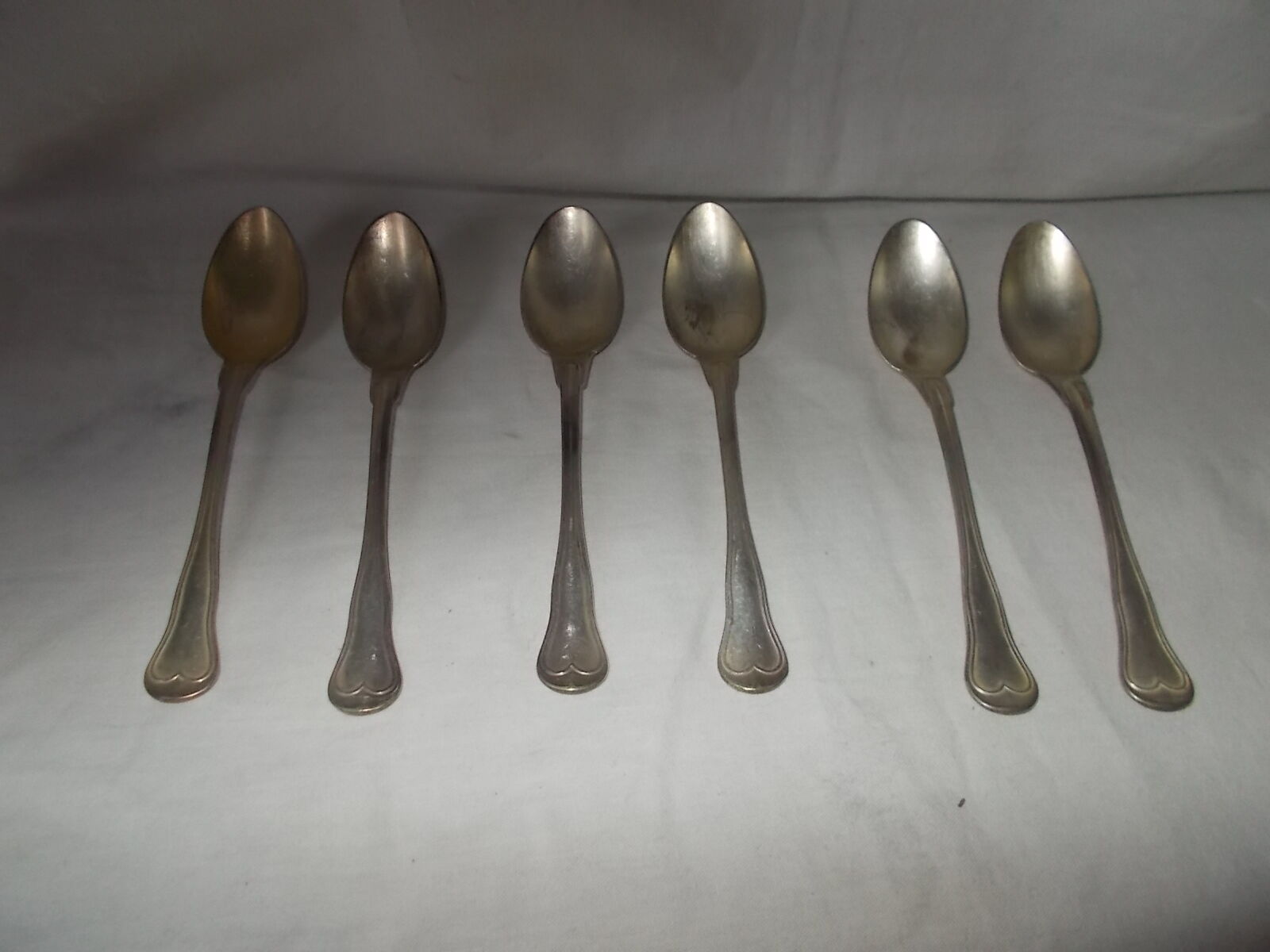 Set of 6 small silver metal spoons
