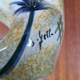 Earthenware vase signed by Jacqueline Gelb with a thistle decoration.