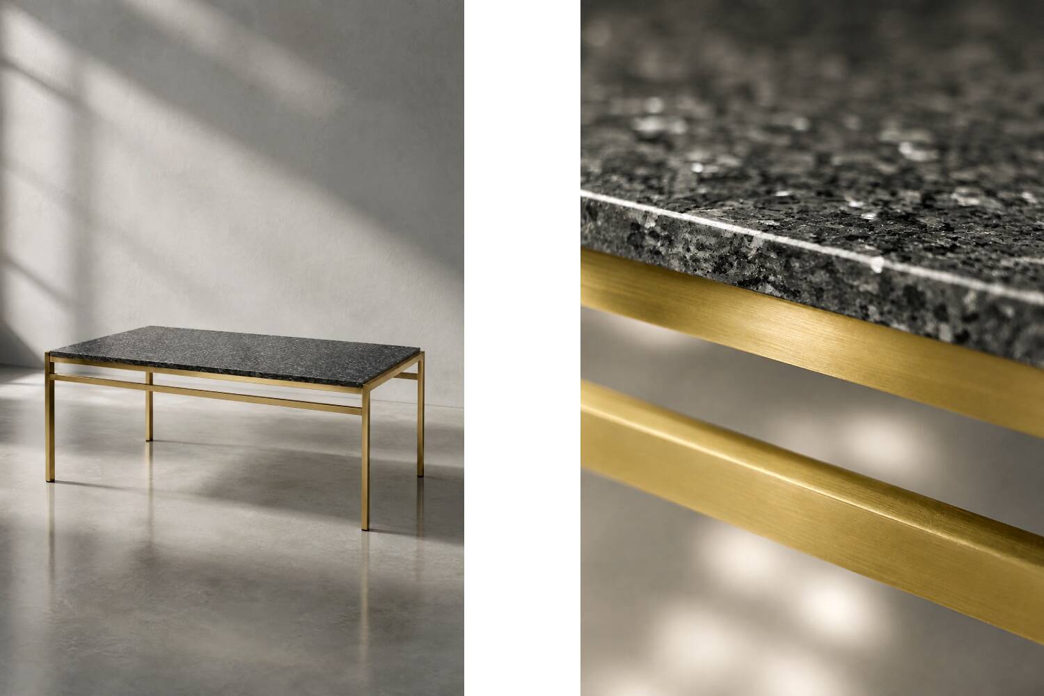 Vintage Mid-Century Italian Modern Brass Coffee Table with Stone Top, 1970s
